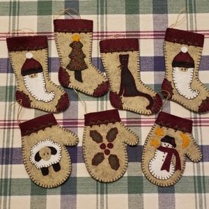 NEW! Set of handmade wool felt Christmas ornaments